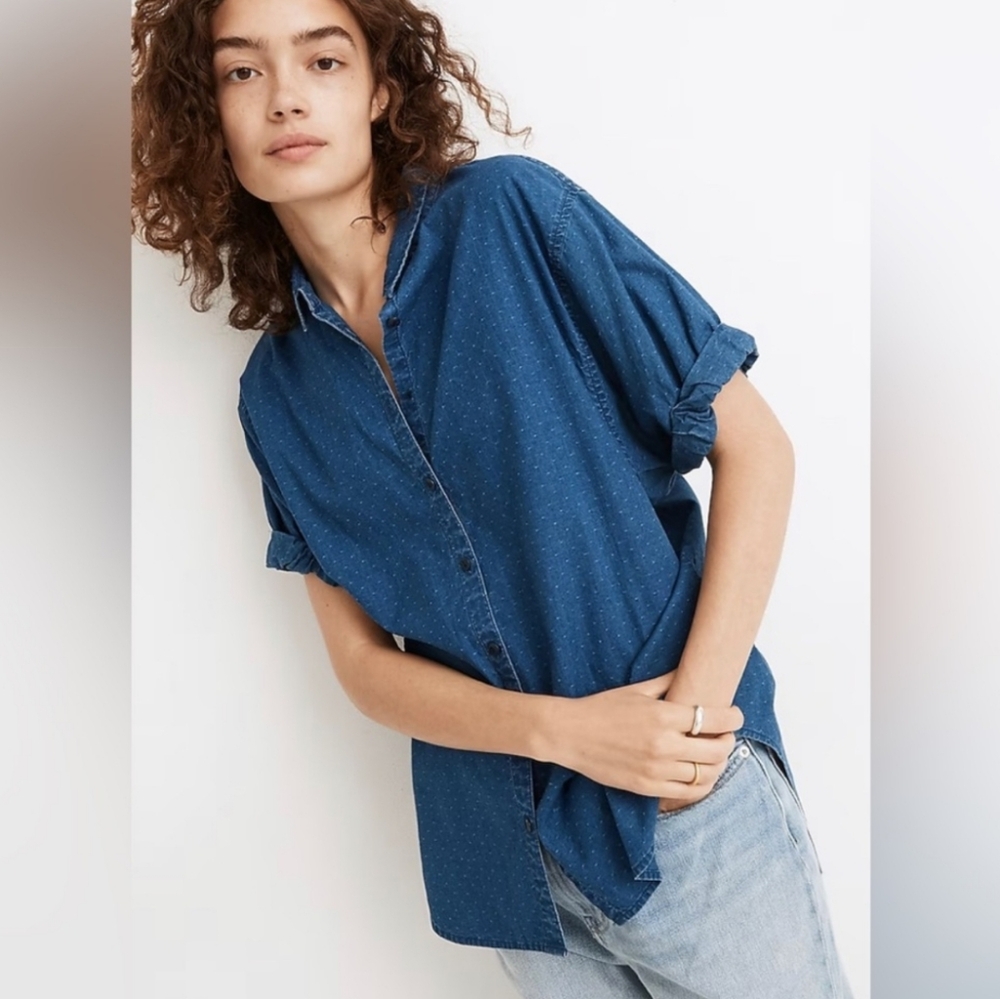 Madewell Denim Chronicle Shirt Size Medium Short Sleeve Cotton